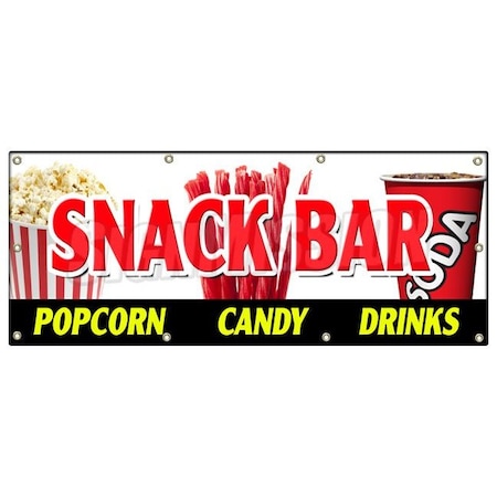 Signmission SNACK BAR CANDY POPCORN DRINKS BANNER SIGN cold sandwiches kettle corn B-96 Snack Bar Candy Popcorn